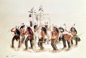 La Danza del Raqueta de Nieve: Para Agradecer al Gran Espíritu por la Primera Aparición de Nieve de George Catlin